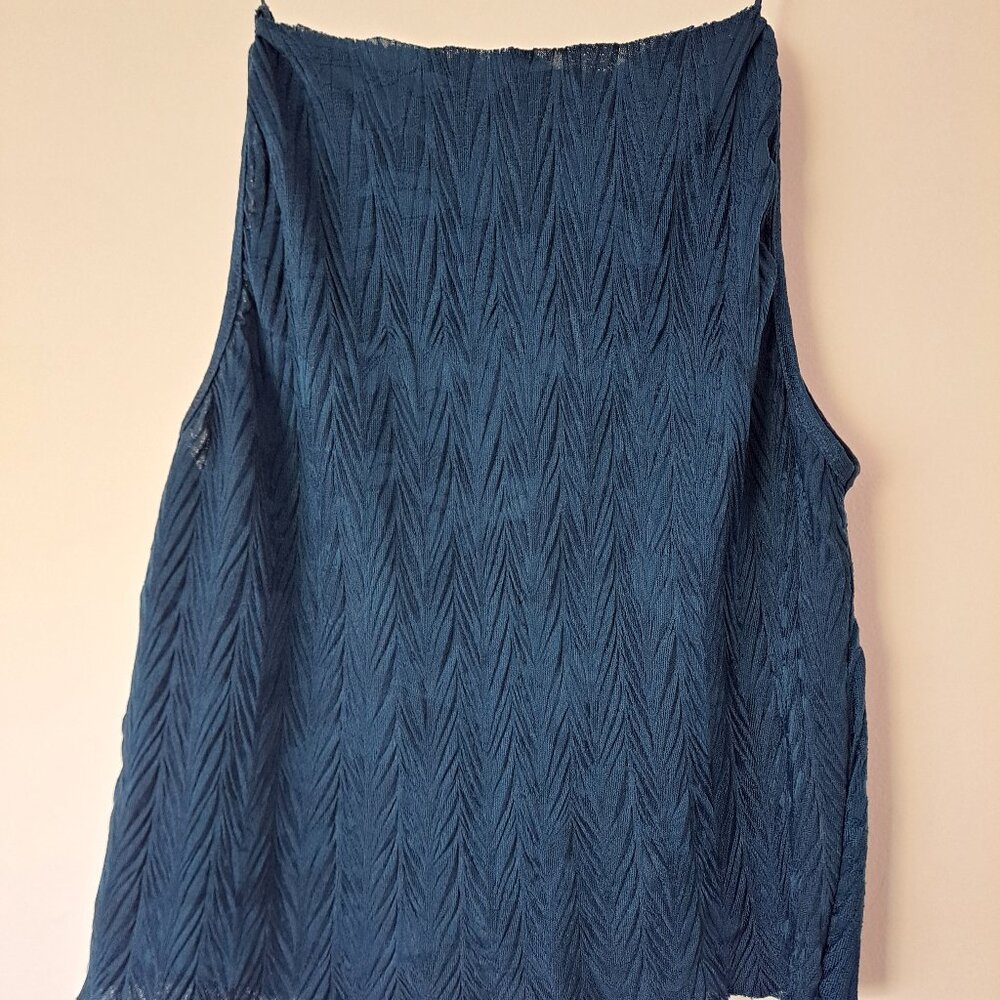 Pleated zara sleevless top deep blue sizw M